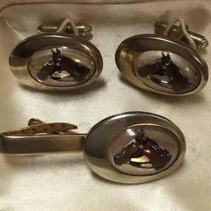 Reverse carved equestrian crystal cufflinks